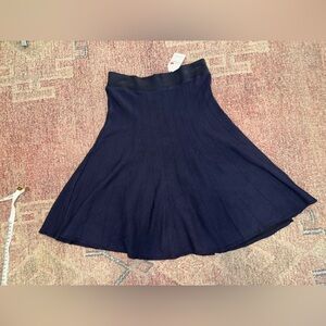 M.Rena Navy flirty ribbed fit and flare navy mini pull on skirt OS small NWT
